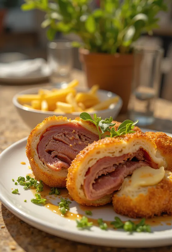 Cachopo carne umplută spaniolă servită