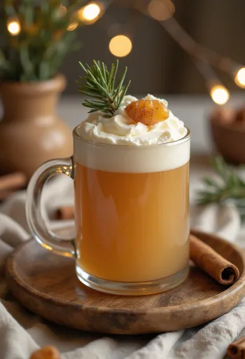 Cidru cu muguri de brad servit în pahar