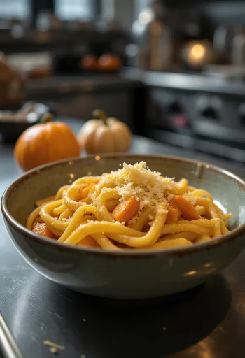 Dovleac Hokkaido cu paste, parmezan ras și rozmarin