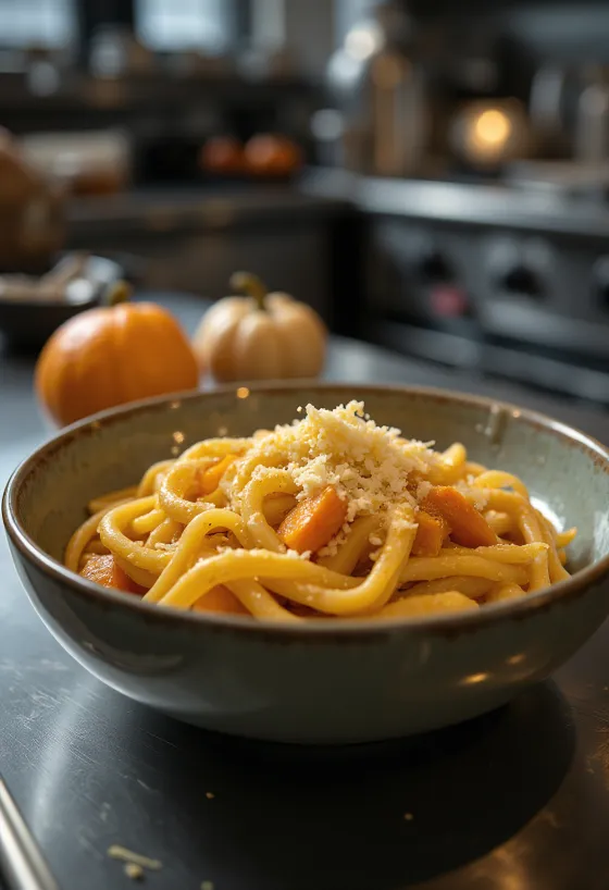 Dovleac Hokkaido cu paste, parmezan ras și rozmarin