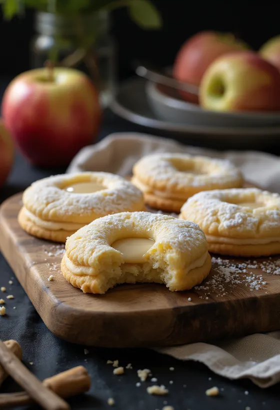 Linzer cu mere și vanilie pe platou