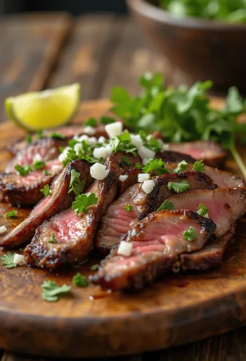Carne asada servită cu tortilla și salată