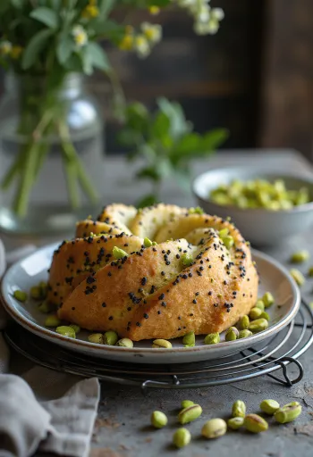 Tort de mac cu fistic servit