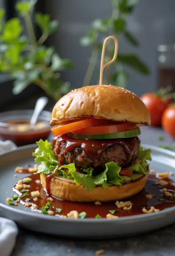 Burger vegan BBQ cu legume proaspete