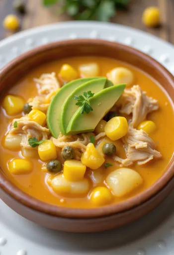 Ajiaco cu pui servit