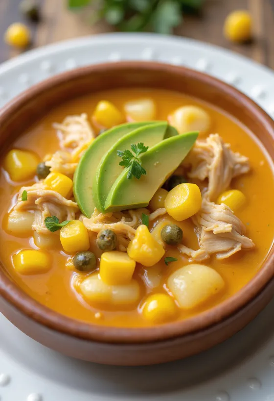 Ajiaco cu pui servit