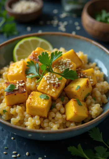 Curry de quinoa cu usturoi și tofu