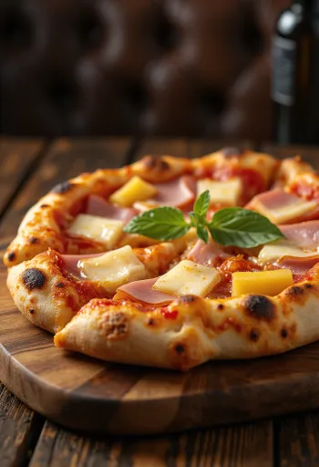 Pizza Hawaiiană cu ananas și șuncă