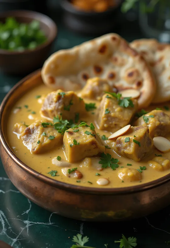Korma cu carne de miel servită