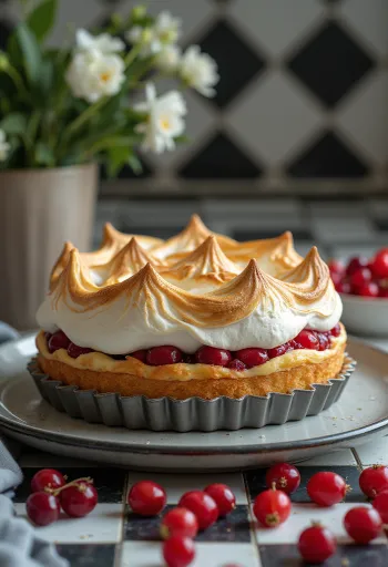 Tort de bezea cu coacăze servit