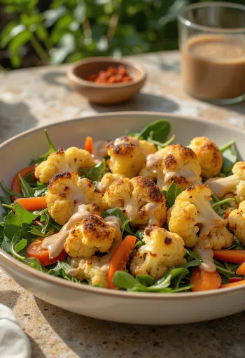 Salată de conopidă coaptă cu sos tahini