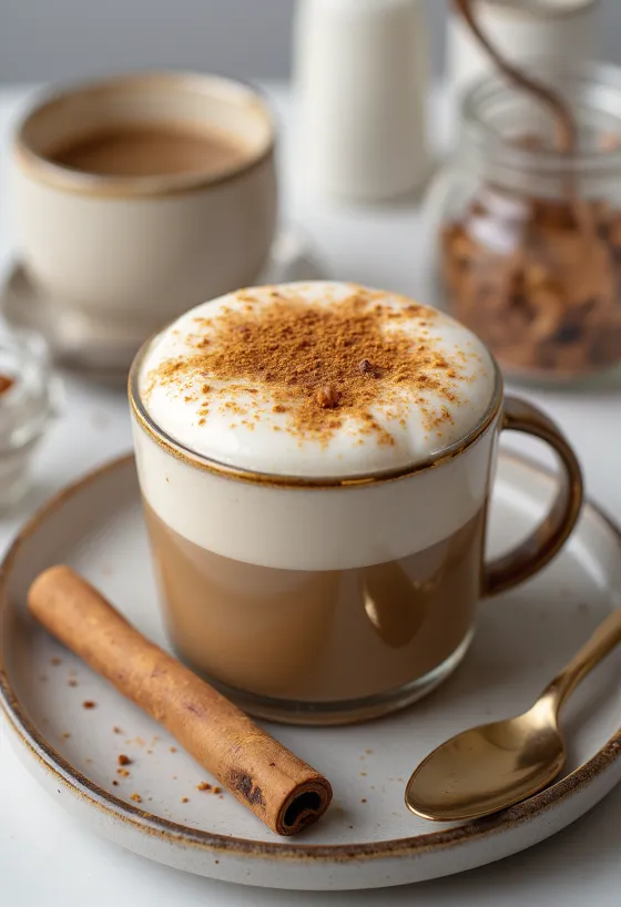 Chai latte condimentat servit în cană