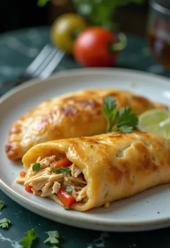 Empanada chiliană cu pui, empanada cu pui, în aluat auriu