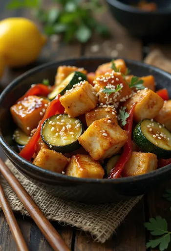 Tofu prăjit cu usturoi la wok
