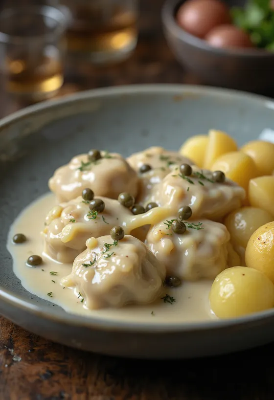 Königsberger Klopse servit cu sos de capere