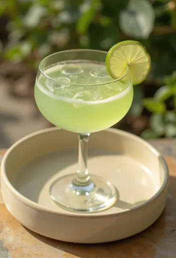 Cocktail Daiquiri decorat cu felie de lime