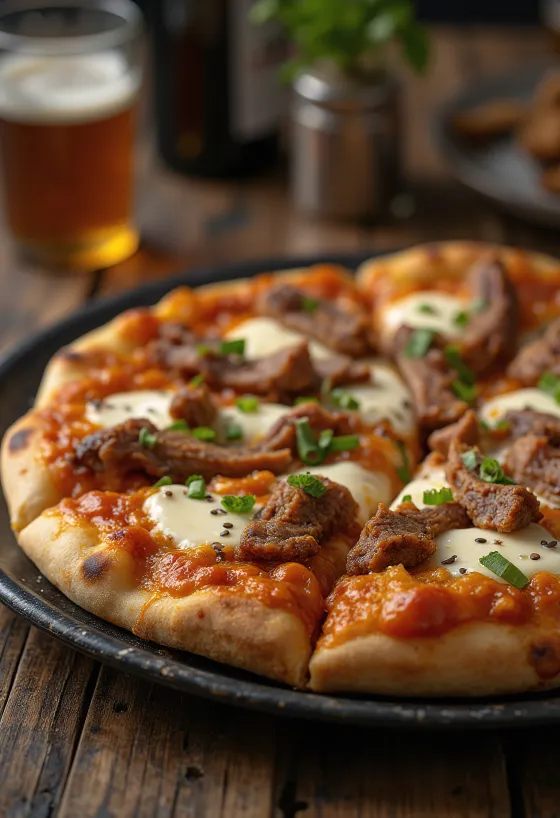Pizza Coreeană Bulgogi cu carne de vită și sos gochujang