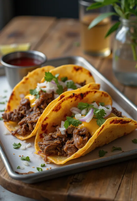 Lamb Birria Tacos, carne de miel mexicană condimentată în tortilla