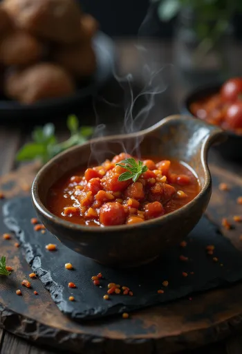 Sos de roșii cu chili servit