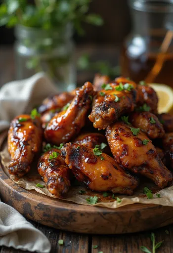 Aripioare de pui în glazură dulce de miere servite