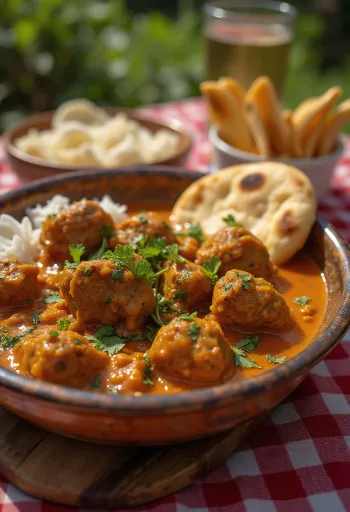 Lamb Curry stil Balti, curry de miel condimentat servit cu coriandru
