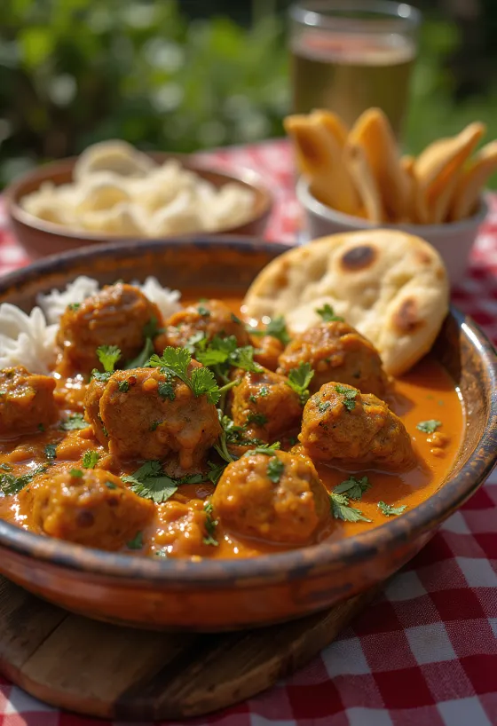Lamb Curry stil Balti, curry de miel condimentat servit cu coriandru