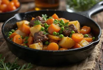 Pyttipanna cu carne de vită, servită cu pătrunjel proaspăt