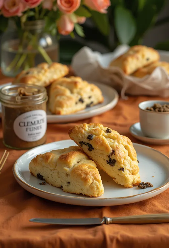 Scones cu trufe servite