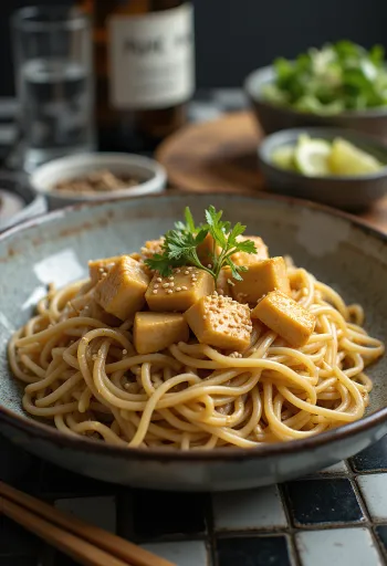 Zaru soba cu sos miso, servit proaspăt