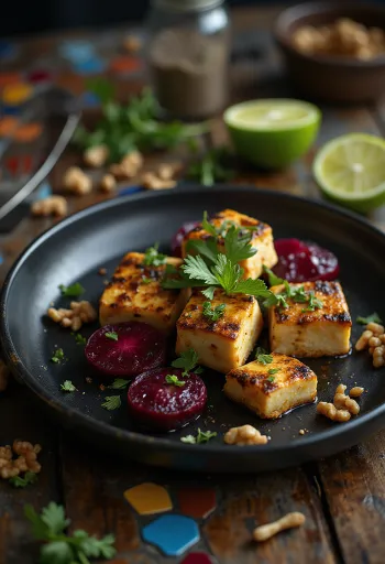 Tofu condimentat cu lime și salată de sfeclă