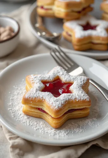 Linzer cu miere și vanilie presărat cu zahăr pudră