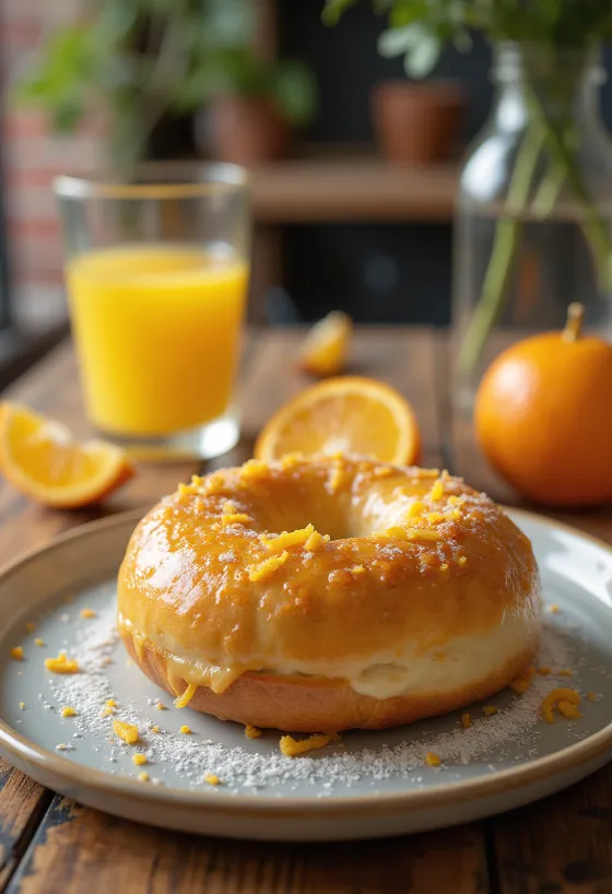 Bagel cu lichior de portocale proaspăt copt