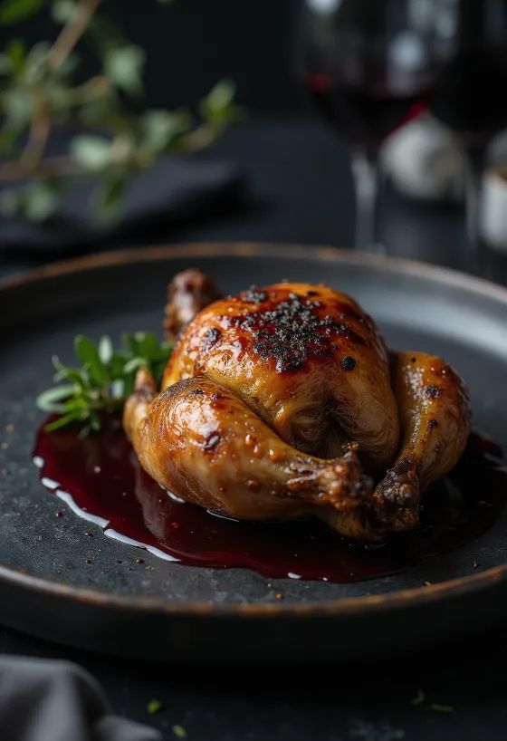 Roast partridge with red wine jus servit elegant