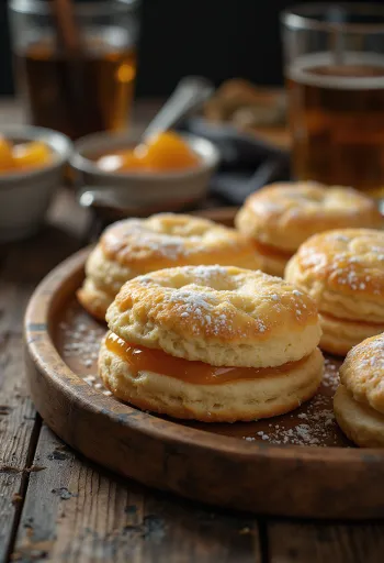 Linzer cu brânză de vaci servit