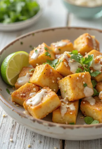 Tofu condimentat cu lime și tahini