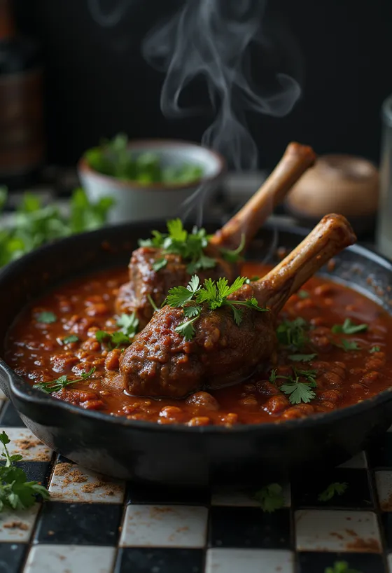 Lamb shank servit cu sos harissa