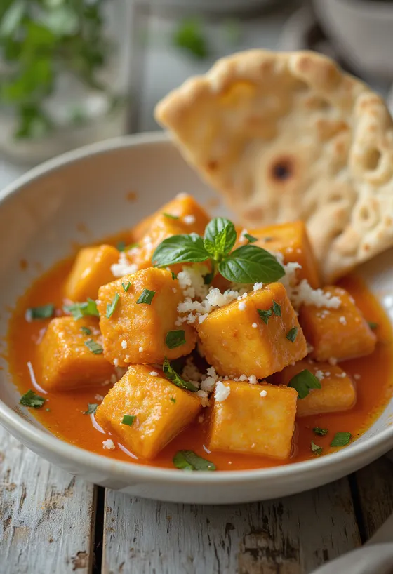 Tofu prăjit în sos thailandez servit