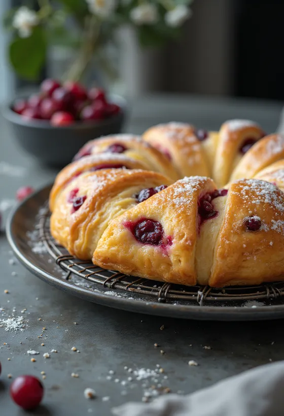 Eccles cake cu merișoare, prăjitură din aluat foietaj cu fructe