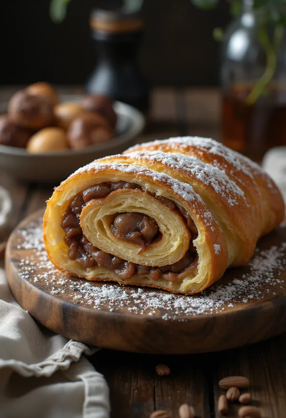 Beigli cu castane tăiat felii, decorat