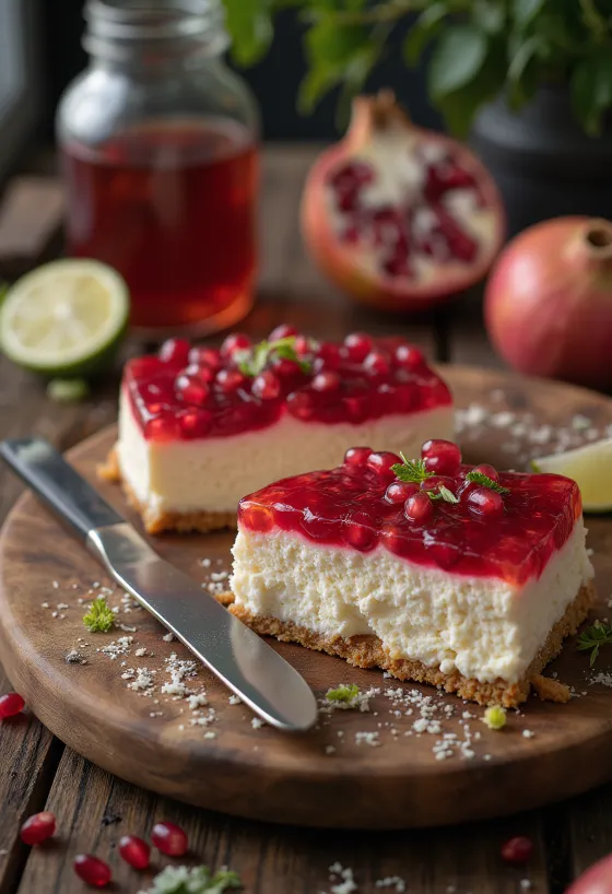 Cheesecake cu rodie cu decor