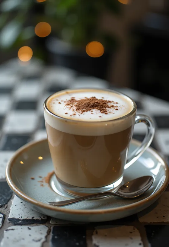Cafea cu spumă servită proaspăt