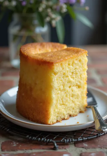 Tort de pandișpan cu vanilie servit