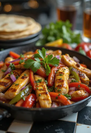 Fajitas cu pui și ardei servit