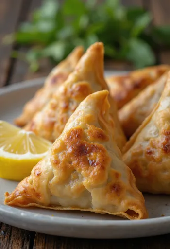 Samosa picantă cu ton servită