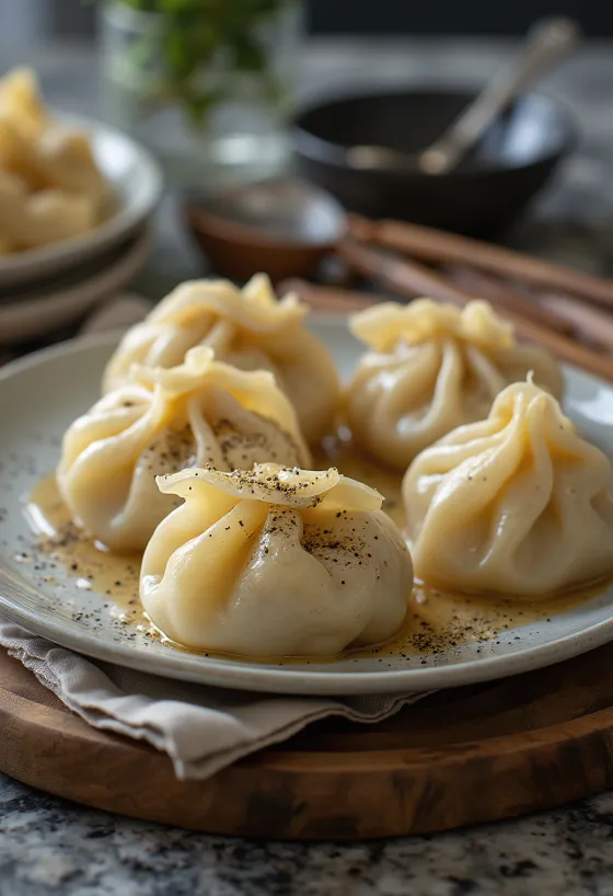 Khinkali în stil georgian servit