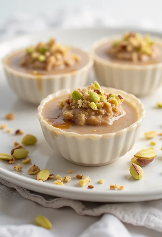 Kulfi cu cafea servit cu umplutură de nuci și fistic
