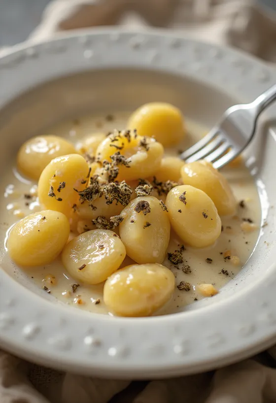 Gnocchi cu trufe servit
