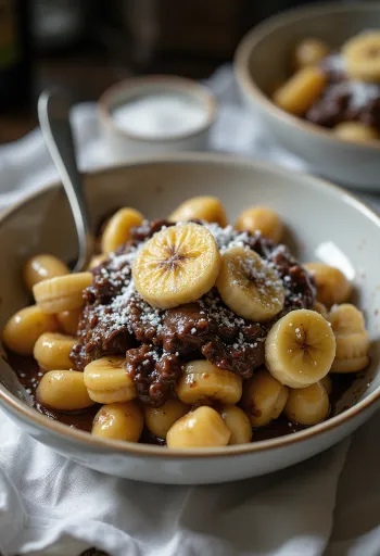 Gnocchi cu banane și ciocolată servit