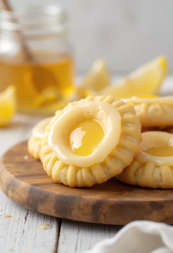Linzer cu lămâie și miere servit pe platou