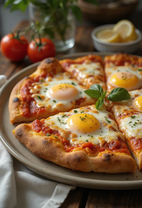 Pizza a Caballo cu ou ochi, aluat gros și mozzarella